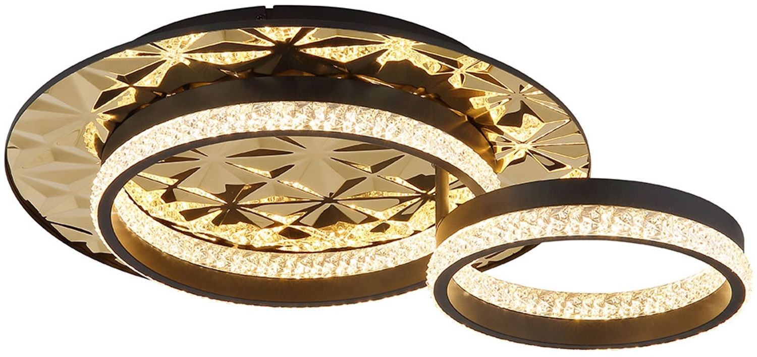 LED Deckenleuchte, Aluminium, gold, Kristalloptik, L 50,5 cm Bild 1