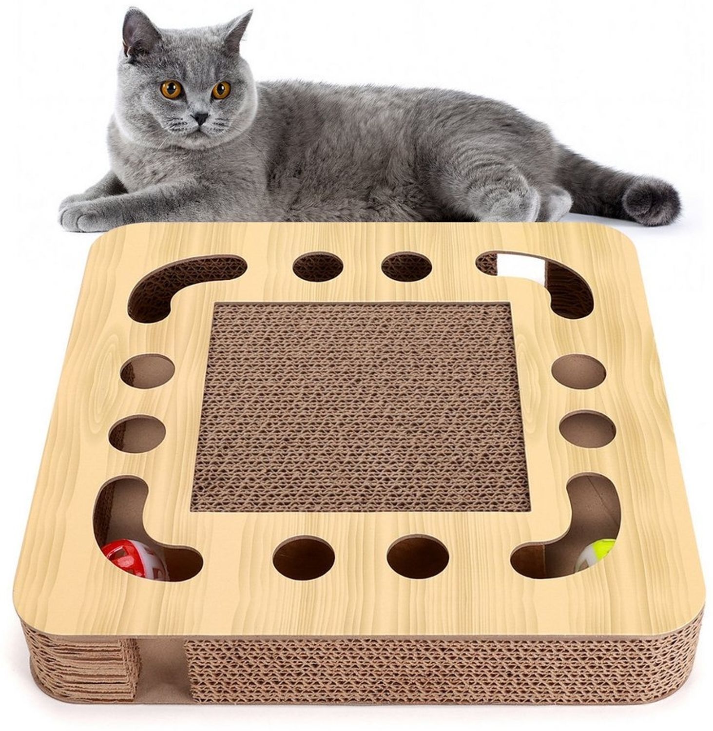 nobleza Kratzpappe Katzen kratzbrett mit Minze 3 in 1 Wellpappe Kratzmatte Katze Bild 1