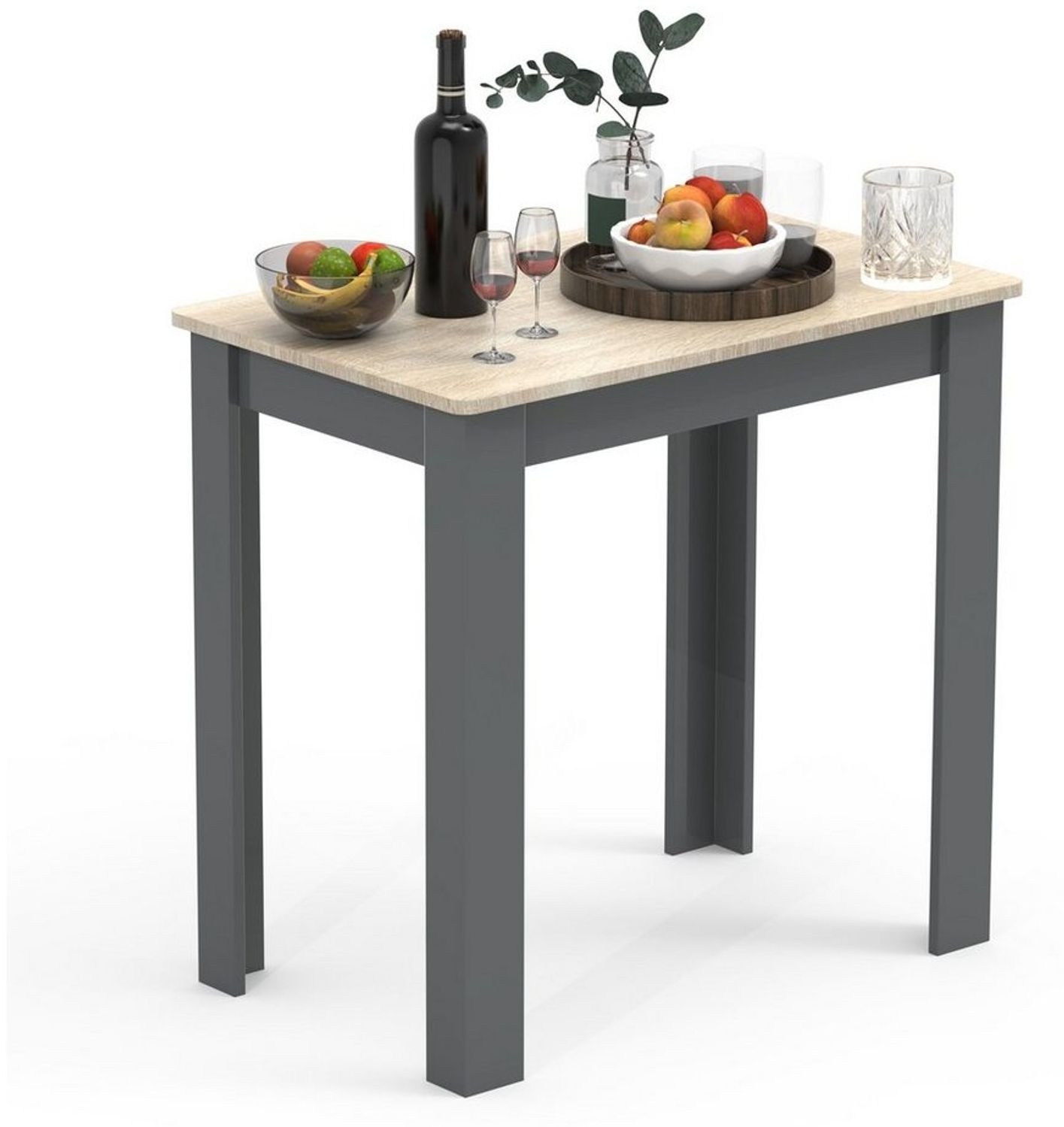 VCM Esstisch Esal 918342 Anthrazit / Honig-Eiche H. 76 x B. 80 x T. 50 cm Bild 1