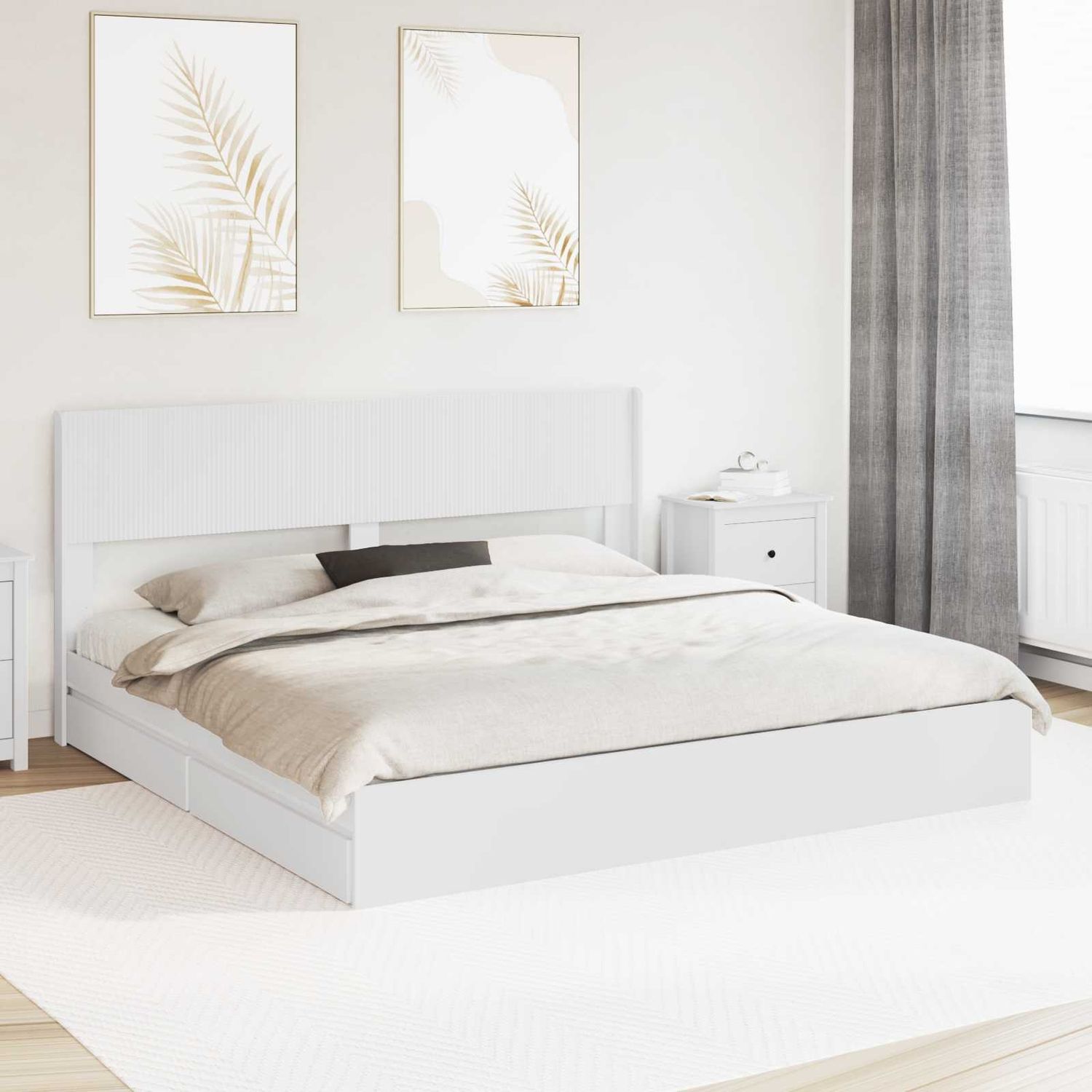 vidaXL Bettgestell mit Stauraum und Kopfteil Weiß 180 x 200 cm 3414359 Bild 1
