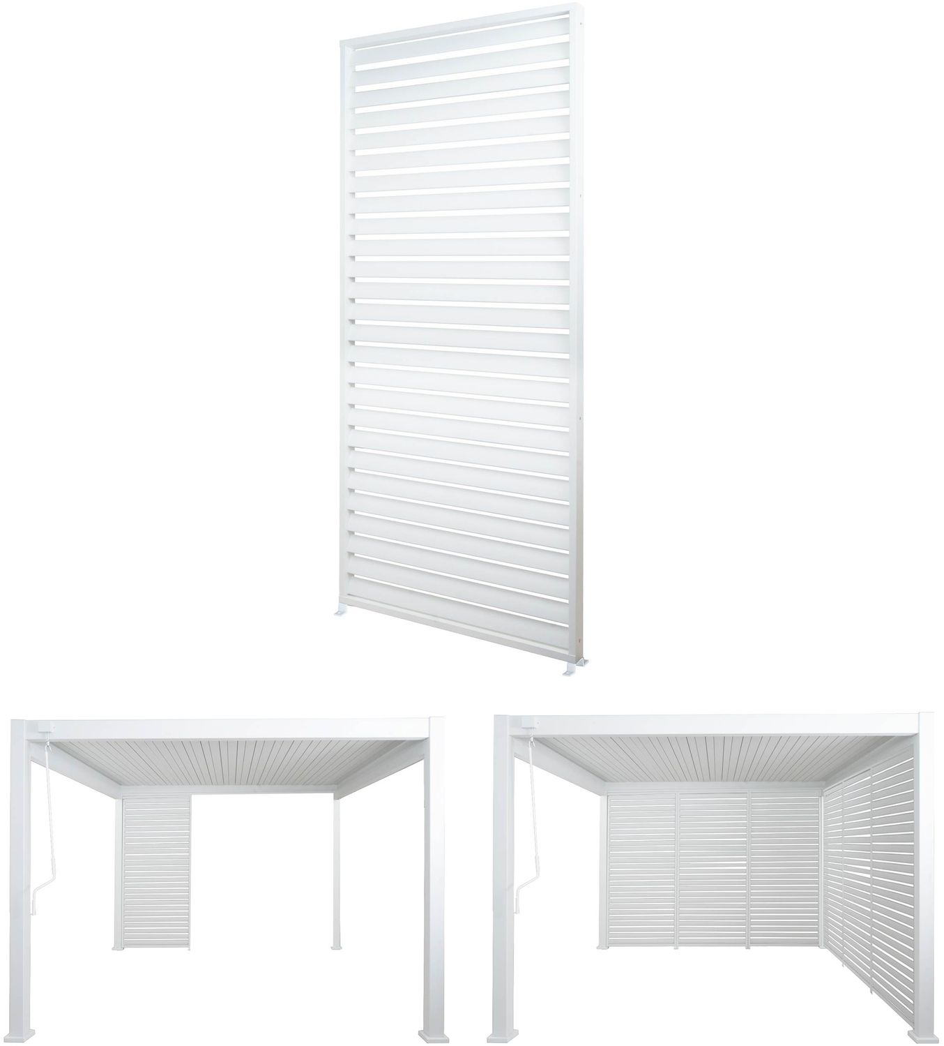 Aluminium Lamellenwand für Pergola HWC-N94 3x3m, Lamellenpaneel Modul Seitenwand Sichtschutz, 213x94cm ~ weiß Bild 1