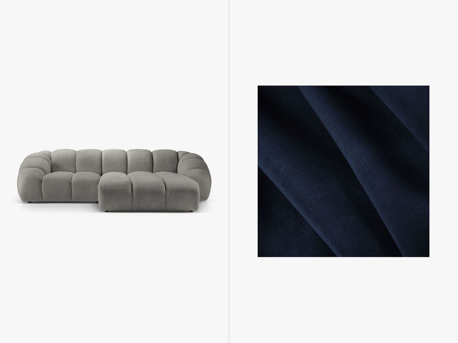 Micadoni Ecksofa Diana 3-Sitzer Rechts Samtstoff Königsblau Bild 1