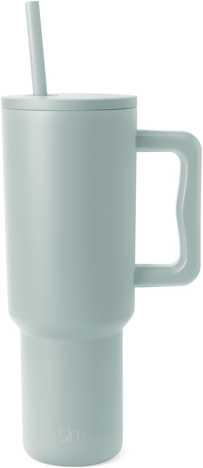 Simple Modern Thermobecher mit Strohhalm und Griff | Isolierter Edelstahl-Trinkbecher Eiskaffee-Reisebecher | Geschenke für Frauen und Männer | Trek | 1180ml | Sea Glass Sage Bild 1
