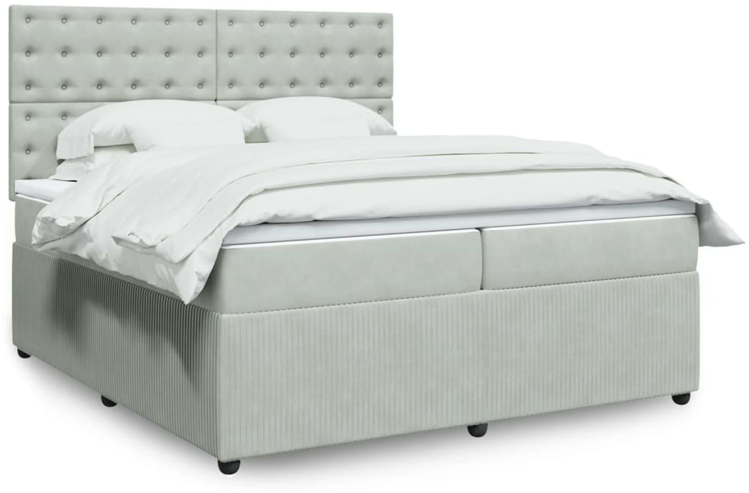 vidaXL Boxspringbett mit Matratze Hellgrau 200x200 cm Samt 3292442 Bild 1