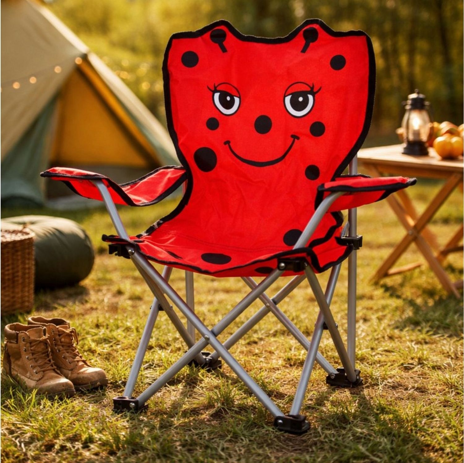 Koopman Faltstuhl Kinderstuhl Gartenstuhl Campingstuhl 60 x 57 x 32 cm Polyester (1 St), Marienkäfer, Tiermotiv, inkl. Tragetasche, für Kinder, max. 50kg Bild 1