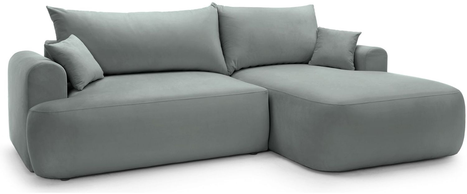 Selsey 'Ovo' Ecksofa mit Schlaffunktion, Stauraum und Samtbezug, grau, rechts, 93 x 260 x 165 cm Bild 1
