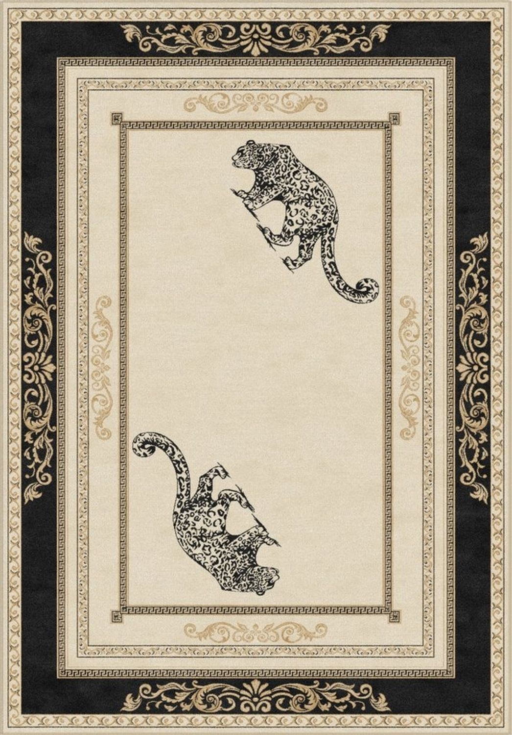 Belle Arti Teppich Runder Teppich Wohnzimmer Jaguar Tiermotiv Schwarz Gold Kurzflor Rund, Rund Bild 1