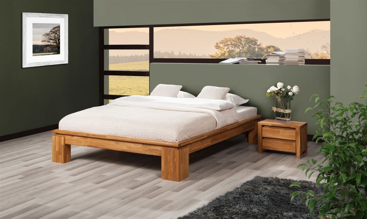 Futonbett Bett Schlafzimmerbet MAISON XL Eiche massiv 80x200 cm Bild 1