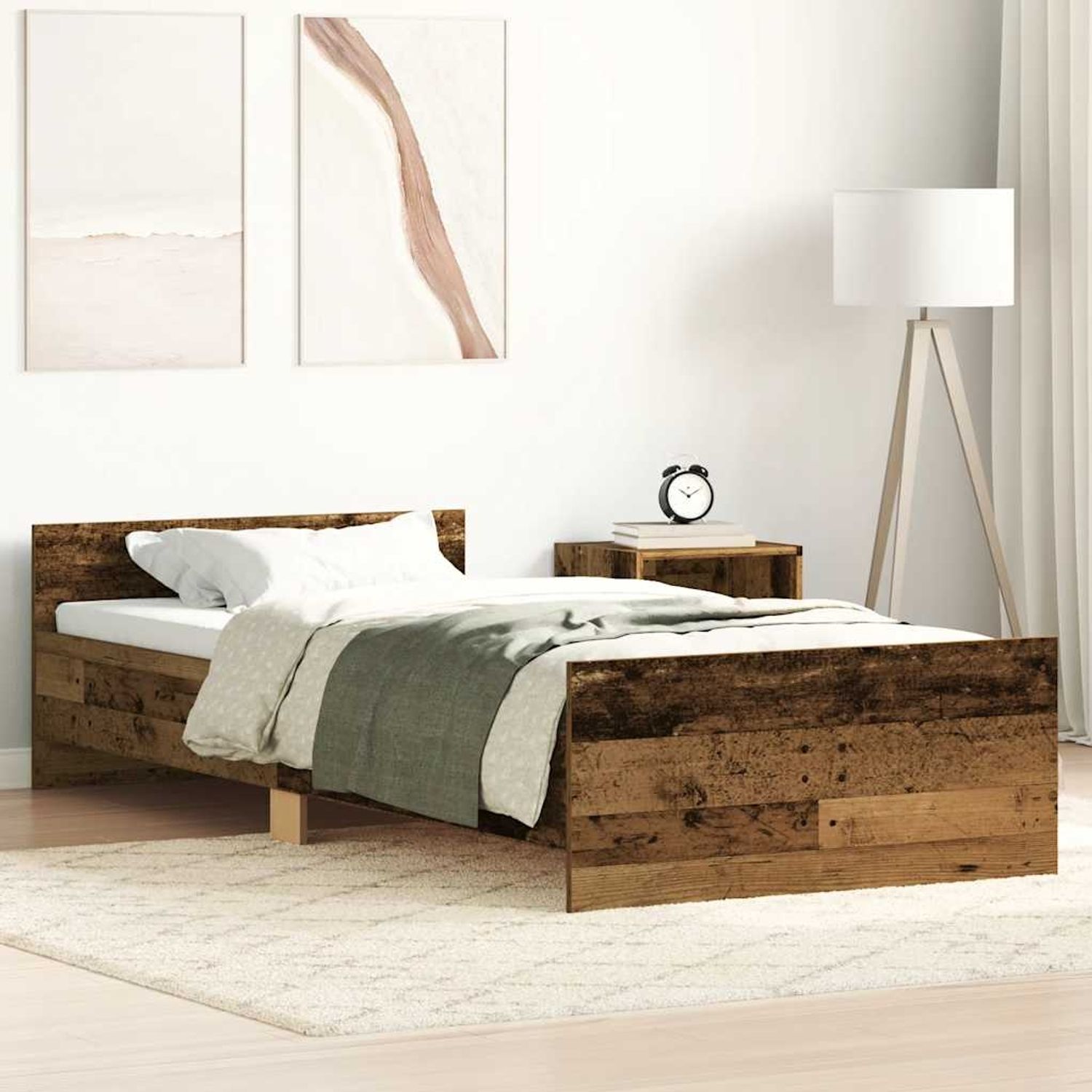 vidaXL Bettgestell ohne Matratze Altholz-Optik 90x200cm Holzwerkstoff 857474 Bild 1