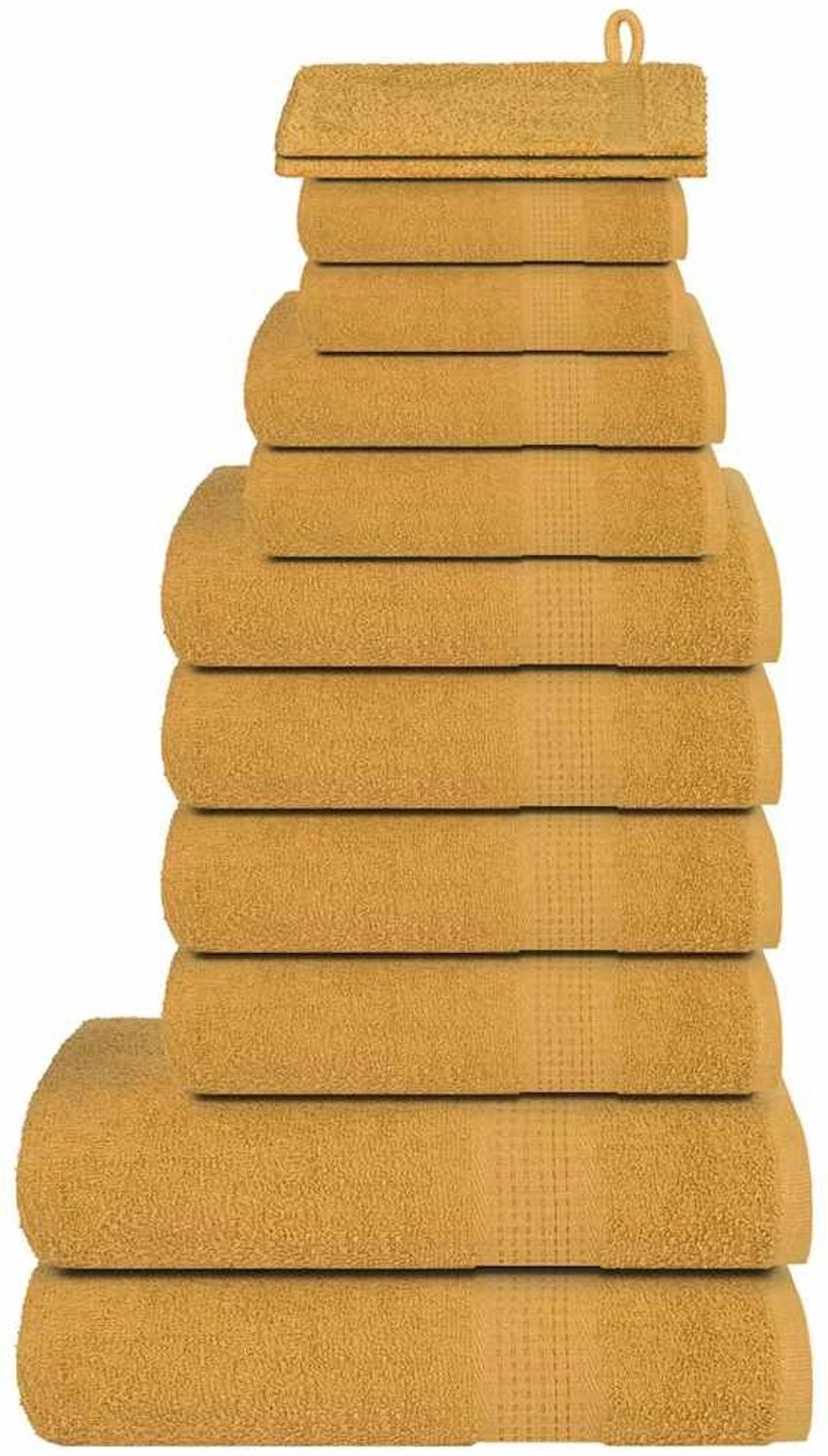 vidaXL 12-tlg. Handtuch-Set FROGN Gold 360 g/m² 137101 Bild 1
