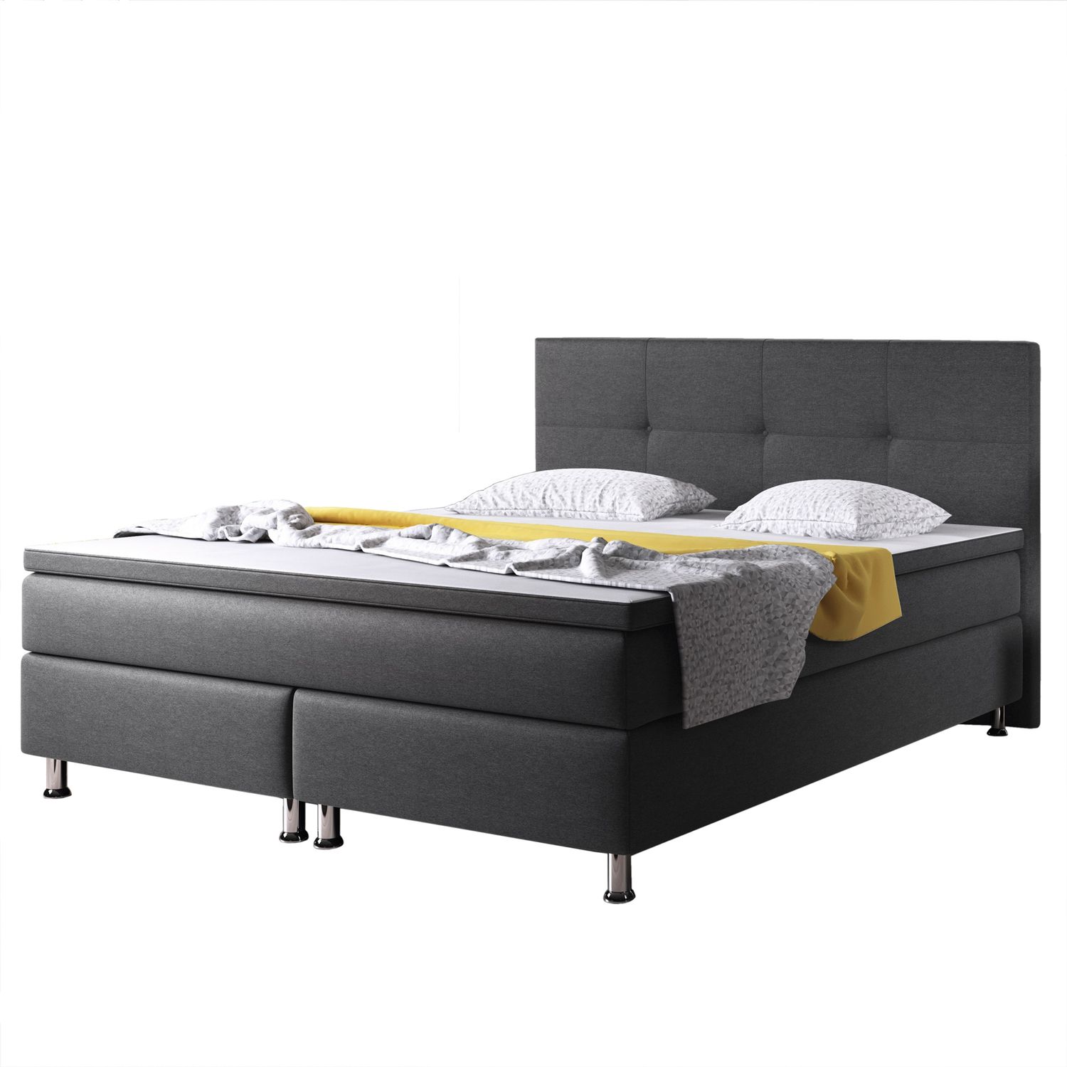 Boxspringbett D1 180x200 cm Webstoff Anthrazit Bild 1