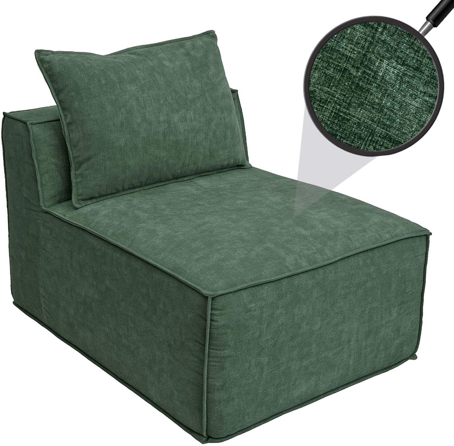 Sessel/Zubehör für Sofa HWC-O54, Loungesessel Polstersessel Mittelteil, Stoff/Textil (300g/m²) 63x75x97cm ~ grün Bild 1