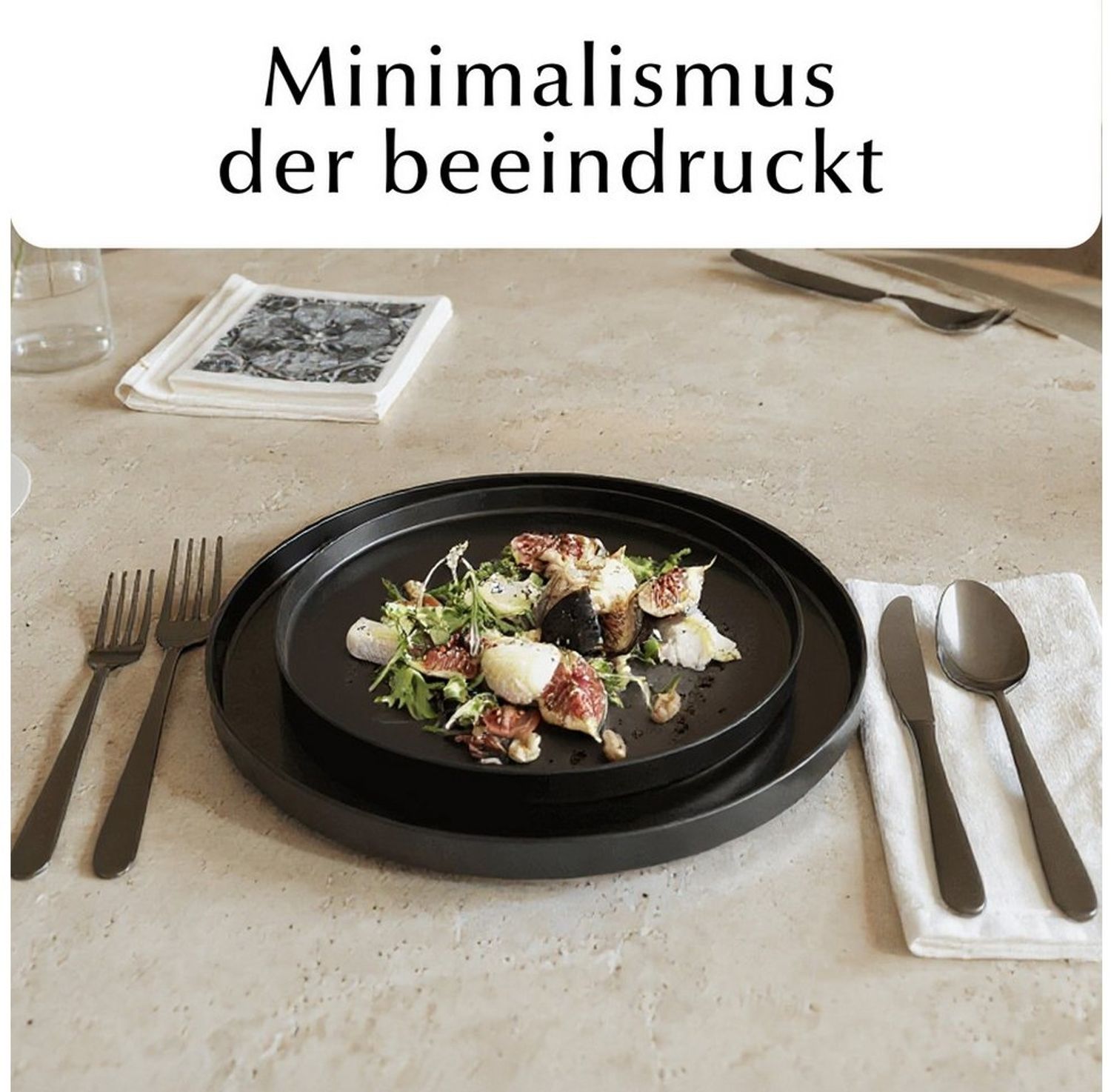 MiaMio Teller-Set Luxe Kuchenteller 4er-Set Schwarz (4-tlg), Steingut Bild 1