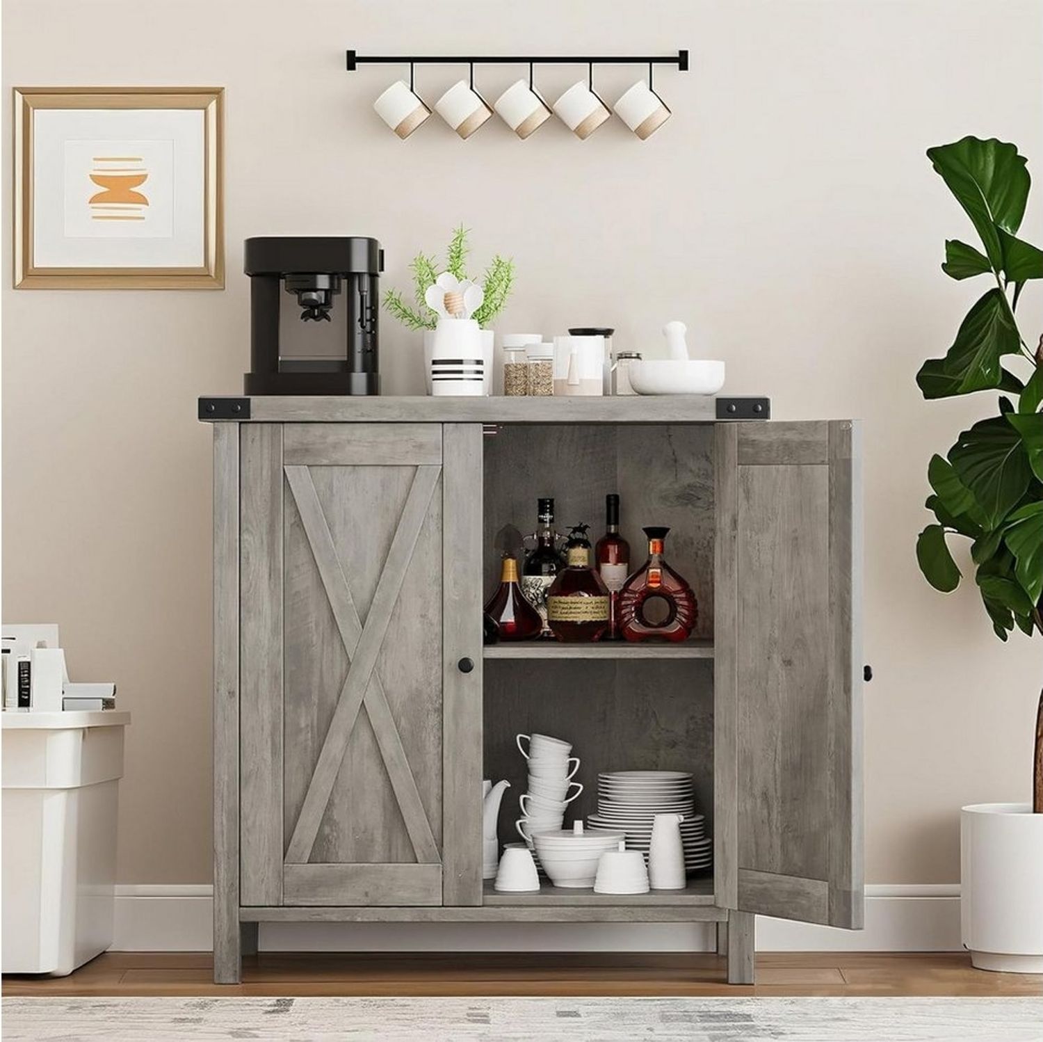 GarveeMore Unterschrank Sideboard Küchenschrank mit Arbeitsplatten, mit Türen, Küchenbuffetschrank, 40 x 80 x 80 cm Bild 1