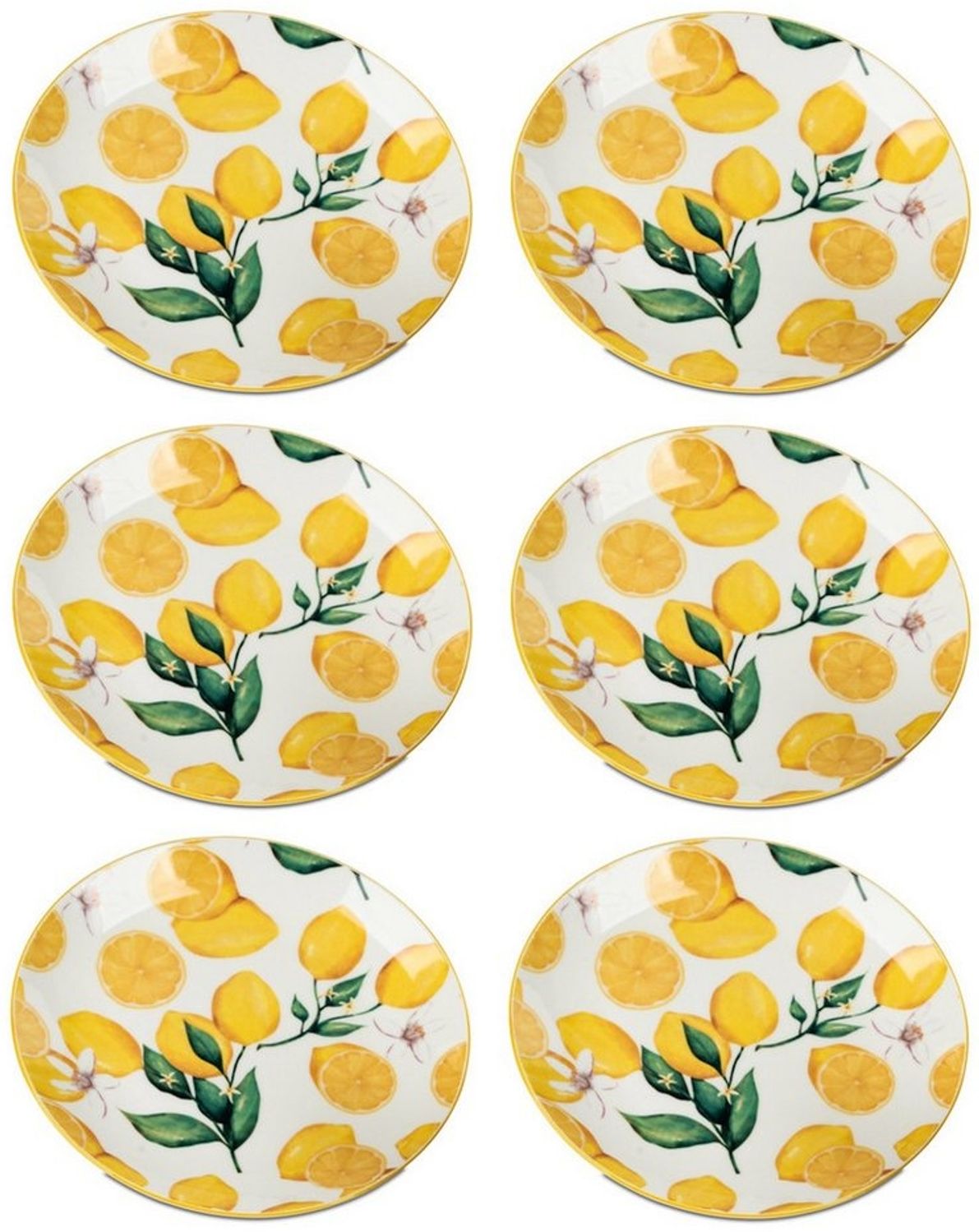 formano Frühstücksteller Fresh Lemon, Spülmaschinengeeignet, Weiß, Zitronen, H: 2cm Bild 1