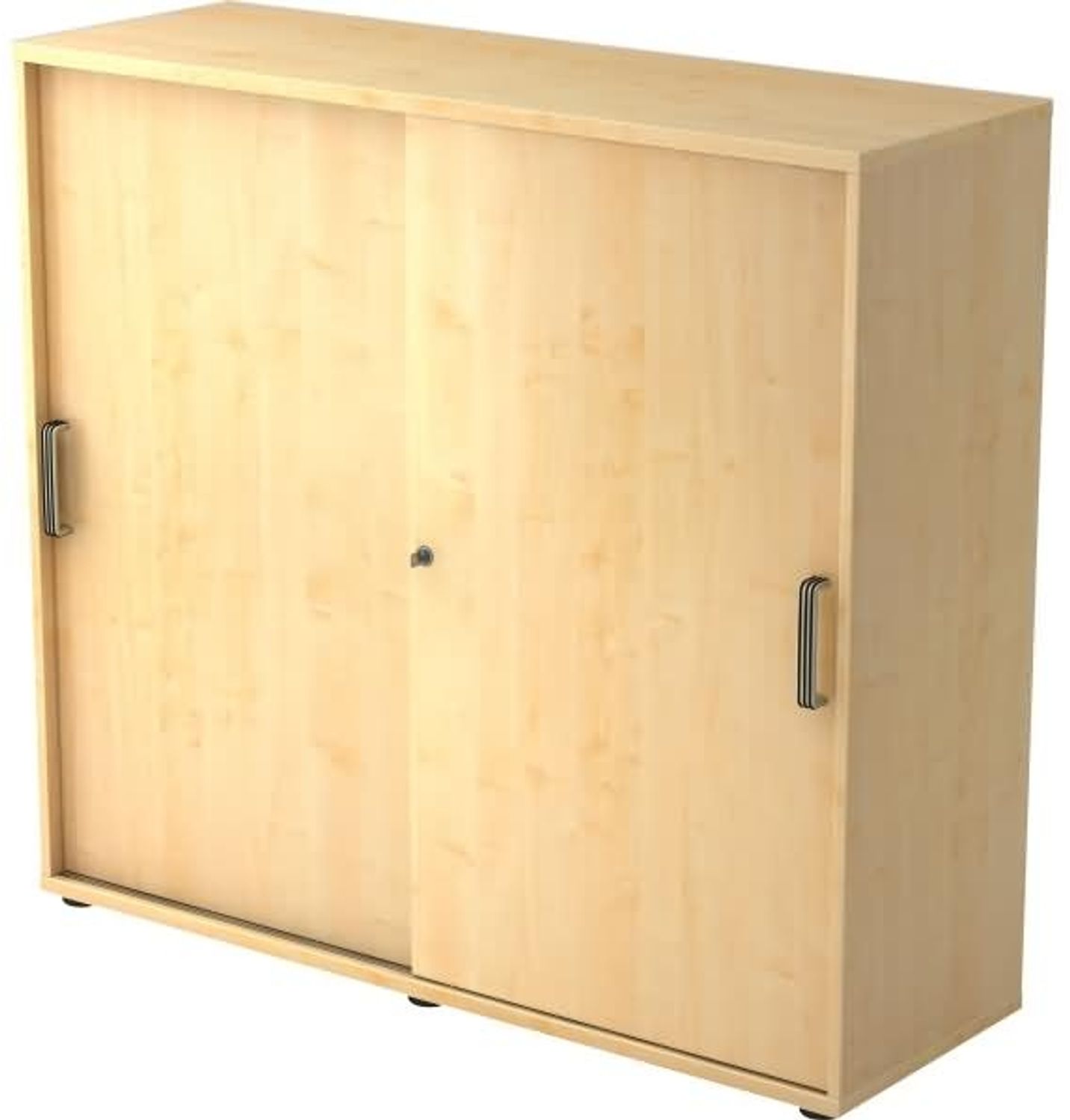 Büroschrank Aktenschrank Schiebetürenschrank, Ahorn, Streifengriff, 110 x 40 x 120 cm Bild 1