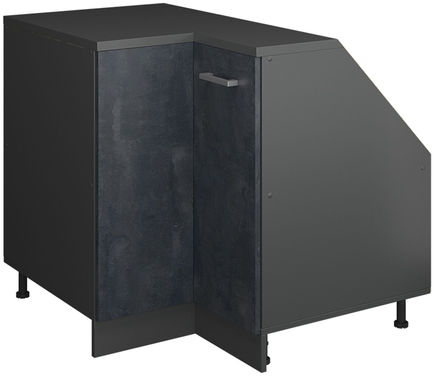 Eck-Küchenschrank für Dachschrägen R-Line Schwarz Beton 75.6 cm mit 1 Tür, Schrankkorpus 60 cm Tiefe Vicco Bild 1