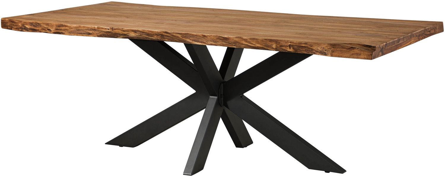 Baumtisch Sheesham 180x90x77 natur gebeizt / Kreuzgestell anthrazit matt FREEFORM 5 Bild 1