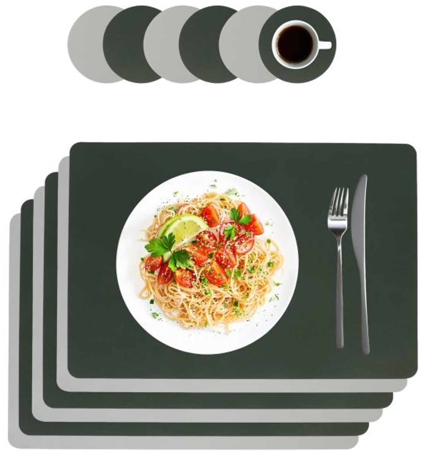 Relaxdays Platzdeckchen mit Untersetzern 6er Set Bild 1