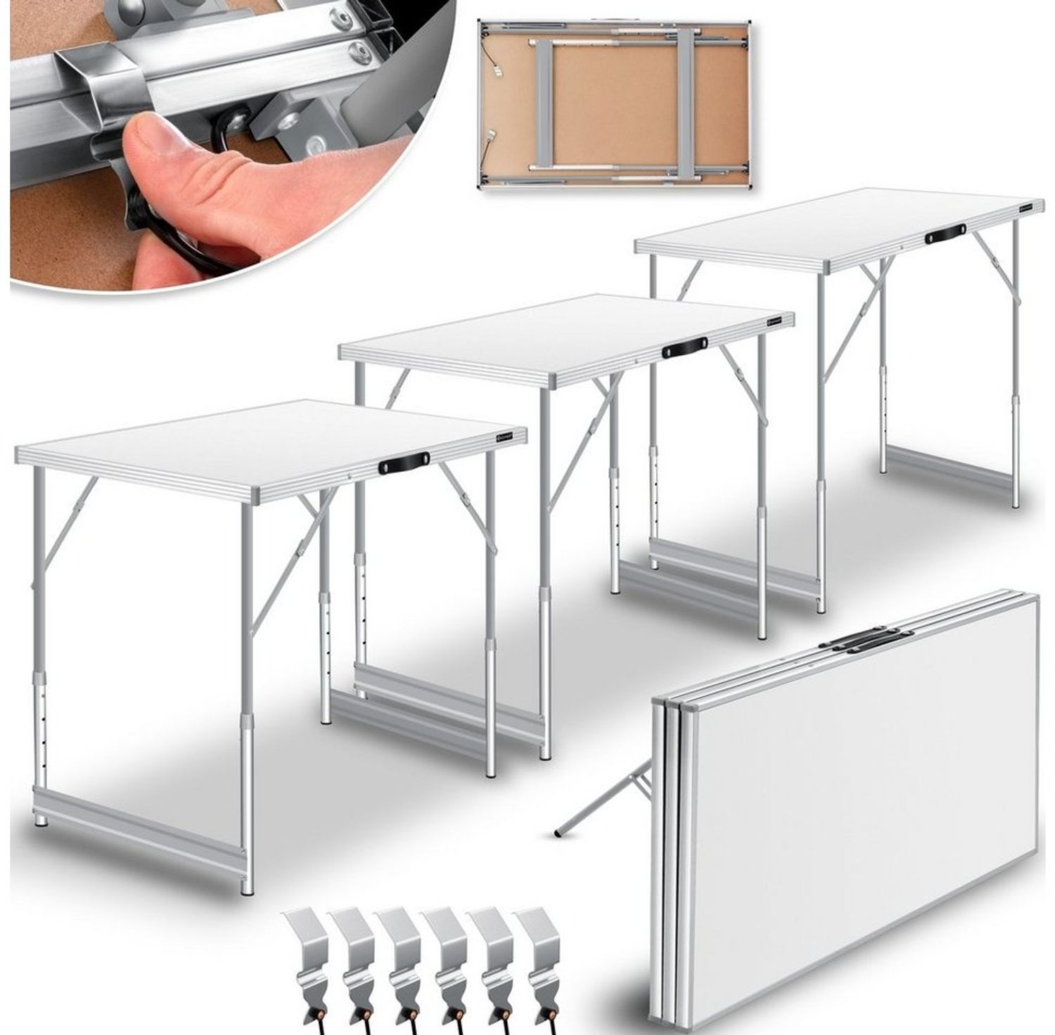 KESSER® Multifunktionstisch Profi 3- teilig, mit Ausziehfunktion, höhenverstellbar, 100x60 cm, Weiß Bild 1
