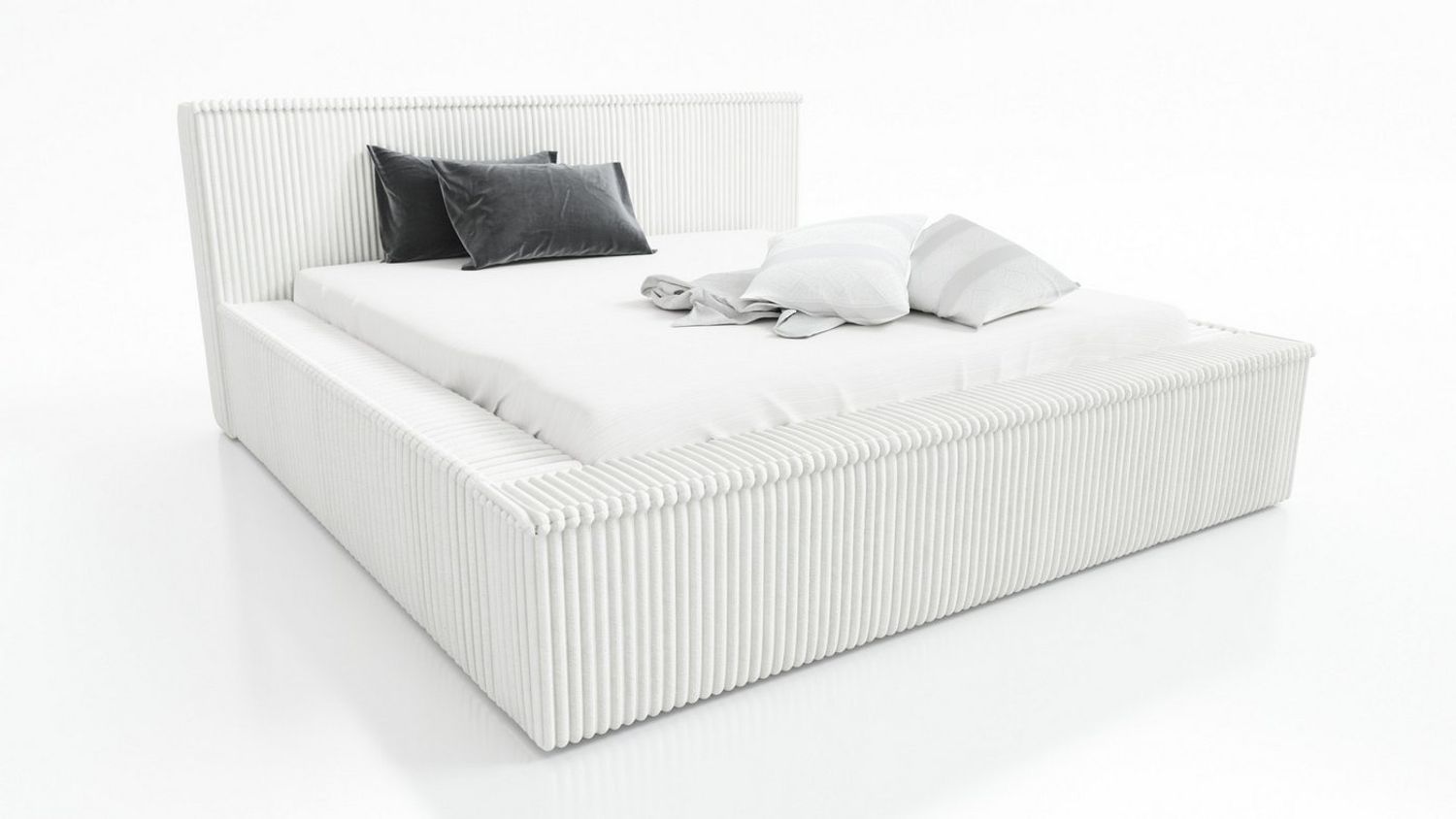 A&J MöbelLand GmbH Polsterbett RIO mit Lattenrost und Bettkasten. (Bett mit Kopfteil. Lattenrost und Bettkasten. Viele Varianten zur Auswahl – wählen Sie Größe und Farbe!, TOP ANGEBOT), Länge: 220 cm Höhe Kopfteil: 100 cm Bild 1