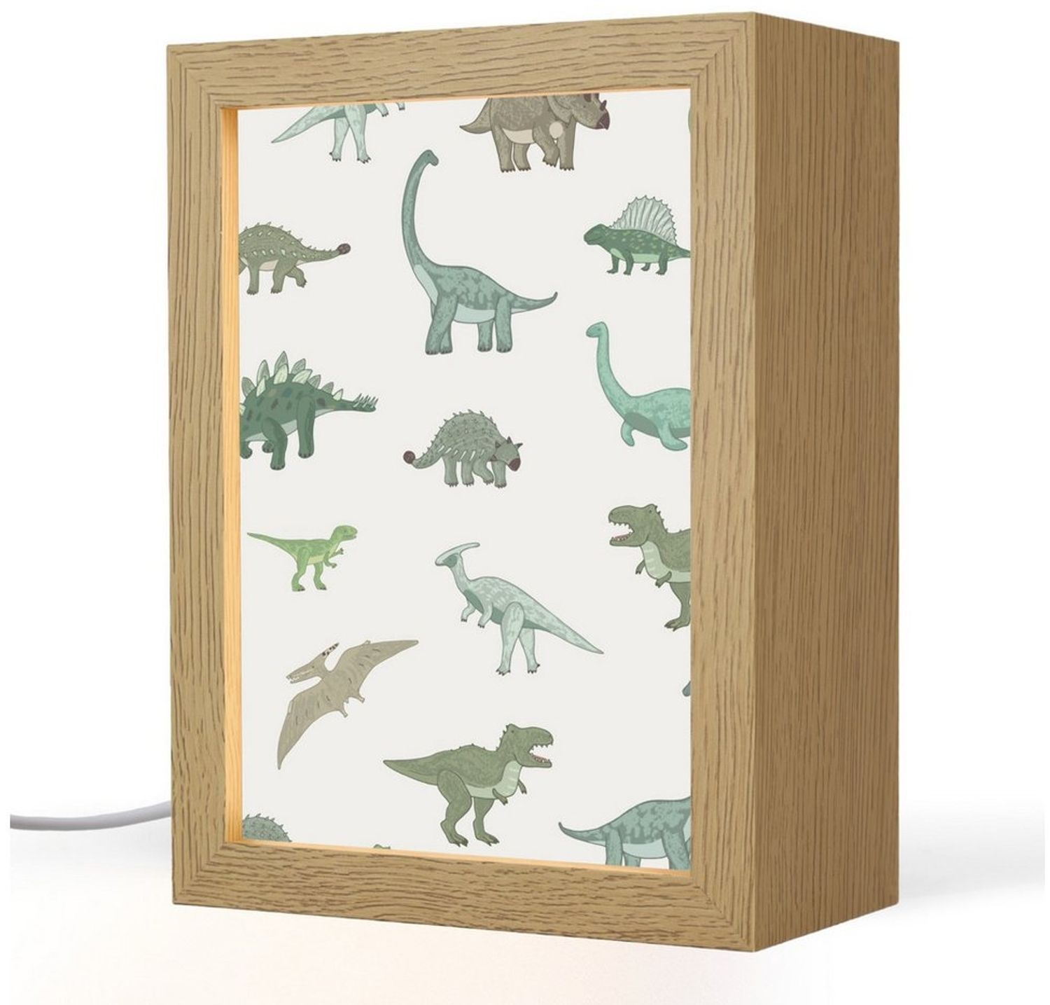 OnlyWow Nachttischlampe Lightbox Dino - Grün - Jungen - Dinosaurier - Blau, Dimmbar, Farbwechsel, LED, Warmweiß, Kaltweiß, Neutralweiß Einstellbar, Kinderzimmer, Babyzimmer, Dimmbar, mit Kabel, Nachtlampe, LED Bild 1