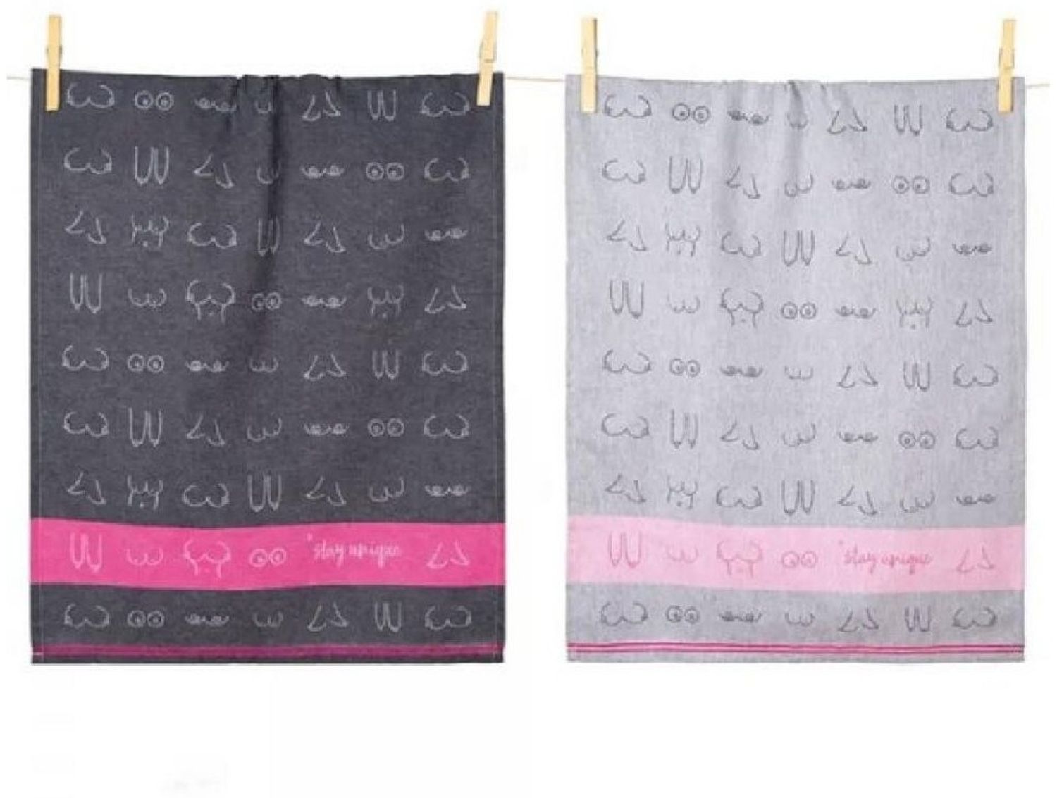 PAD Geschirrtuch Pad Geschirrtücher Boobies Brüste Fuchsia Schwarz (2er-Set) Bild 1