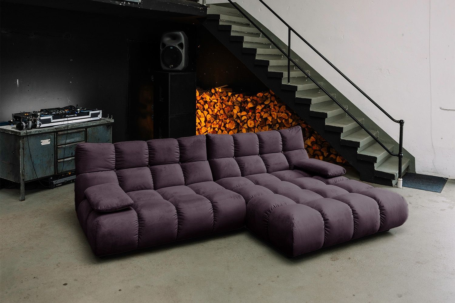 KAWOLA Sofa VIVIEN Ecksofa Velvet purple Longchair rechts 85 x 178 x 290 cm Bild 1
