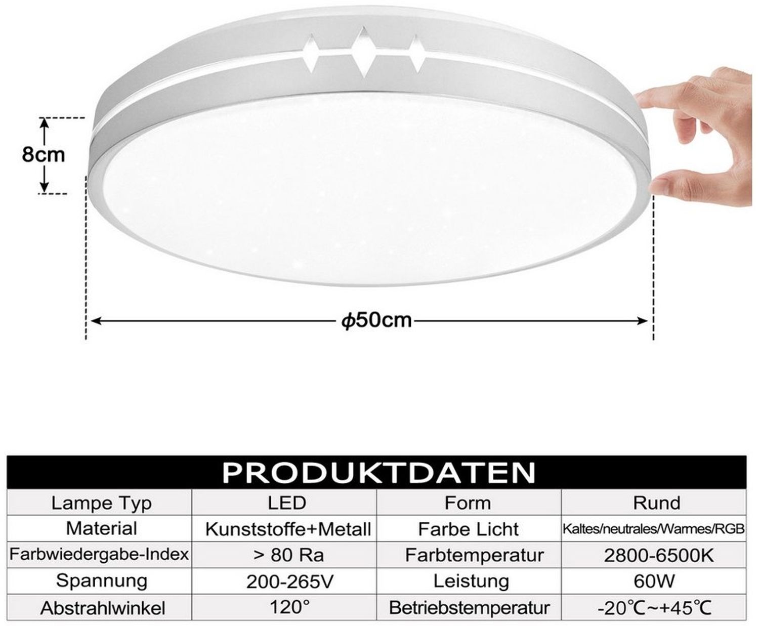 FIVMEN LED Deckenleuchte 60W LED Rund Deckenlampe Farbwechsel mit Fernbedienung, Dimmbar, für Schlafzimmer Küche Kinderzimmer Wohnzimmer Bild 1