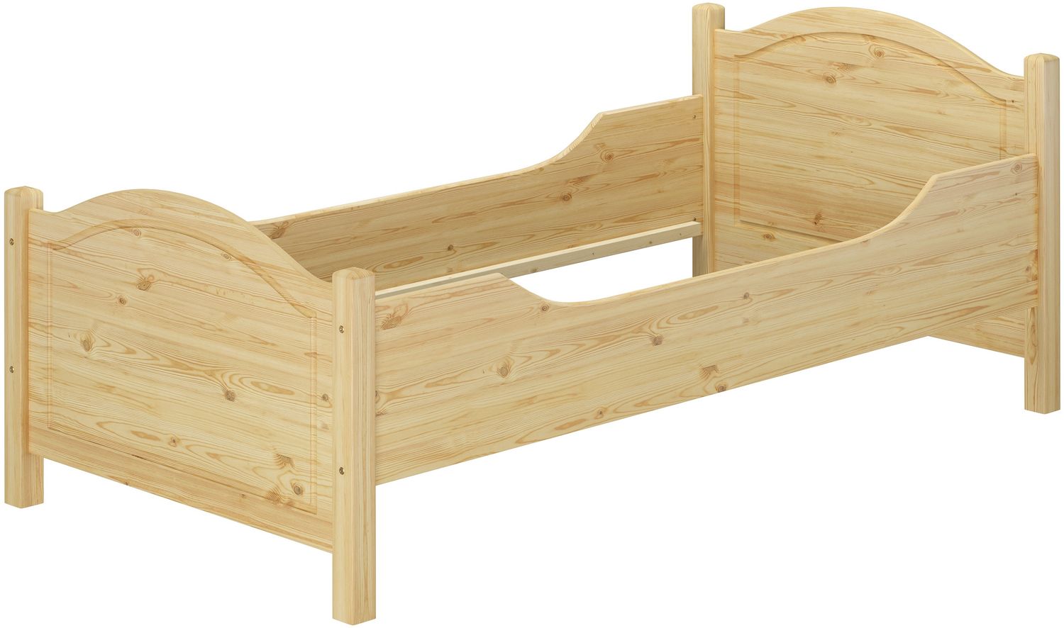 Erst-Holz Einzelbett, Seniorenbett Massivholz, extra hoch, Überlänge 90x220 cm Bild 1