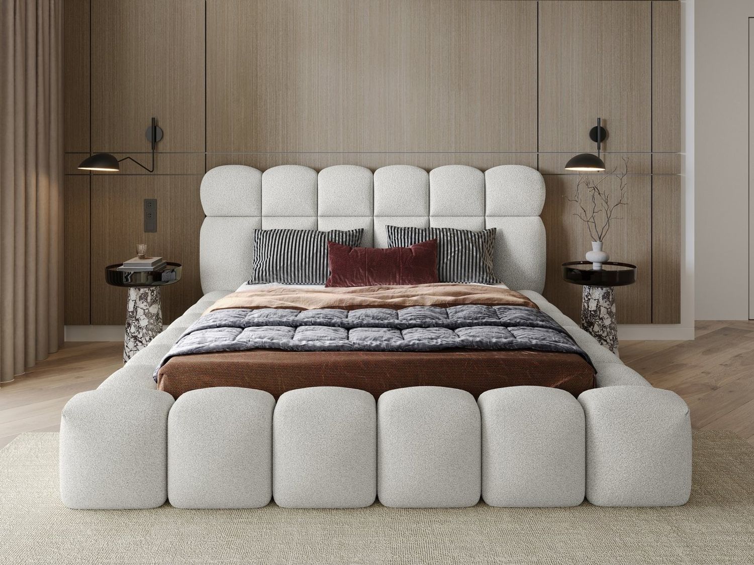 wonello Polsterbett Mira XL (das Original), Bett mit Bettkasten und Lattenrost – eleganter Boucle-Stoff Bild 1
