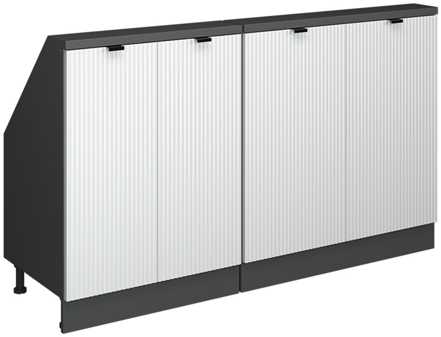 Küchenschrank für Dachschrägen R-Line Weiß Riffel 140 cm 2er Set Vicco Bild 1