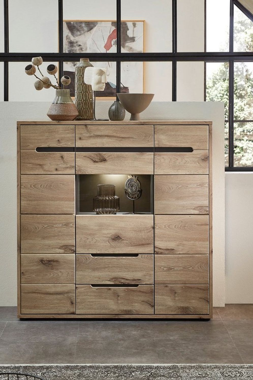 Highboard BELLANO Viking Oak Nature mit Graphit Bild 1