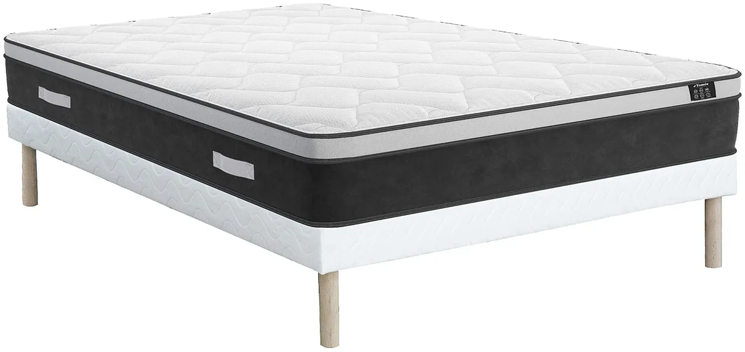 Vente-unique - ASTRIA Mattress and bed base set Stoff Weiß - B 160 cm x H 31 cm25 cm x L 200 cm Bild 1