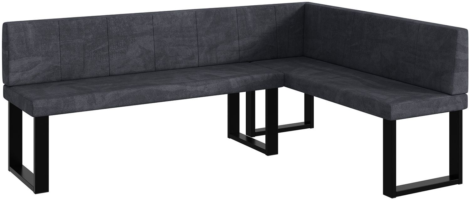 MEBLINI Eckbank für Esszimmer - Küchenbank - Essecke - Sitzecke Küche - PETER - U-Beine 142x196x87cm Rechts - Dunkelgrau Samt Bild 1
