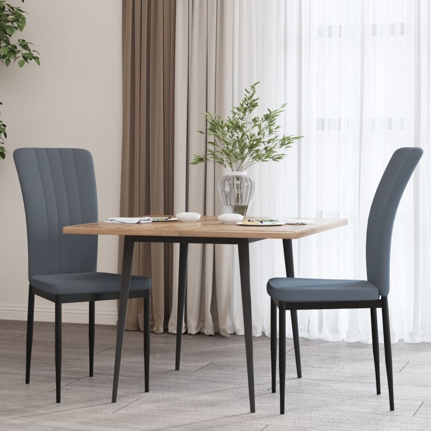vidaXL Esszimmerstühle 2 Stk. Dunkelgrau Samt 326094 Bild 1