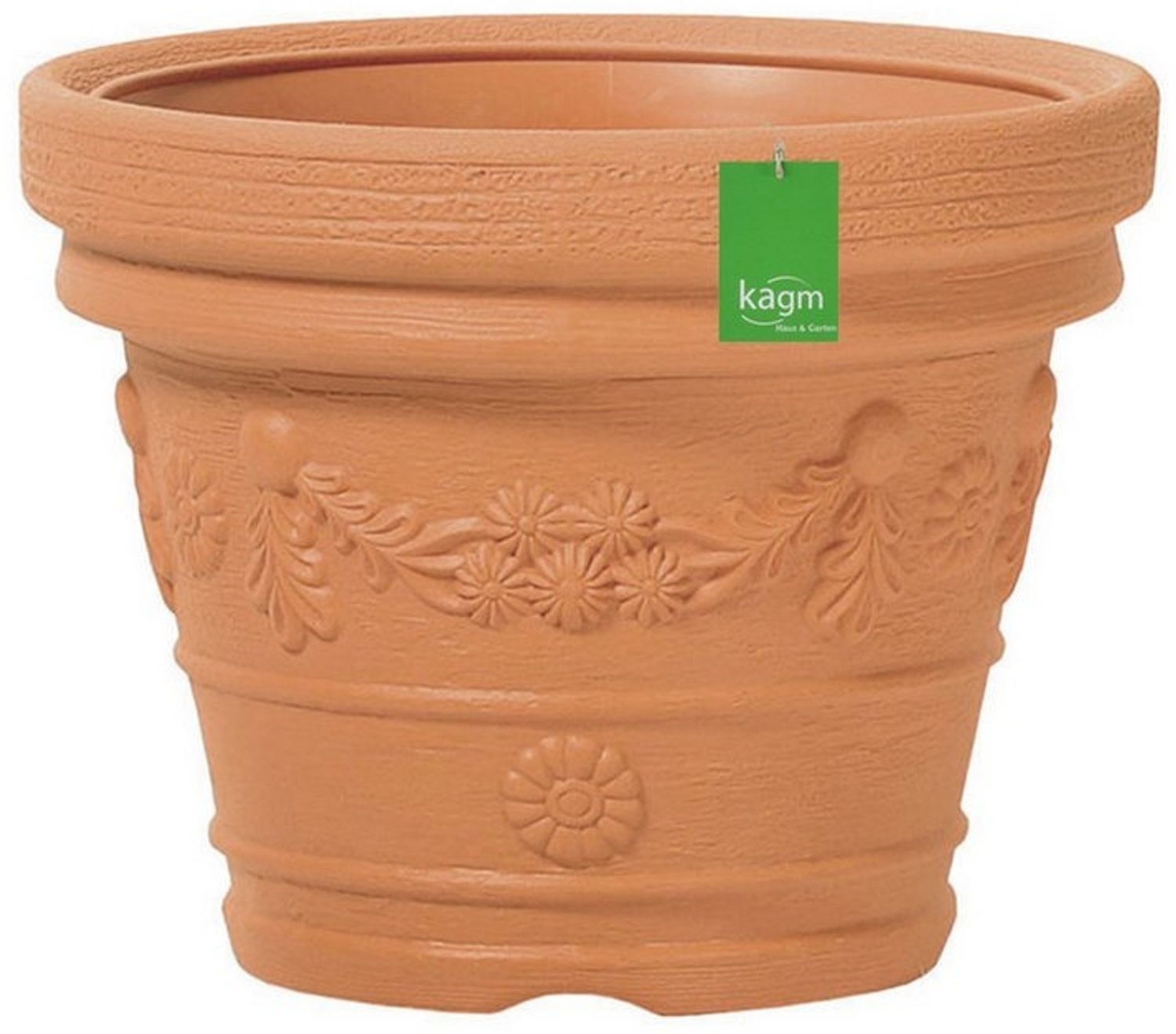 KAGM Pflanzkübel Blumenkübel aus Kunststoff in Terracotta klassisches Dekor 5 Größen Bild 1