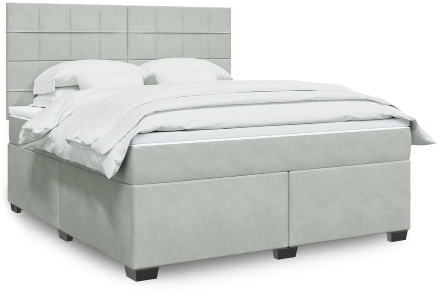 vidaXL Boxspringbett mit Matratze Hellgrau 180x200 cm Samt 3293278 Bild 1