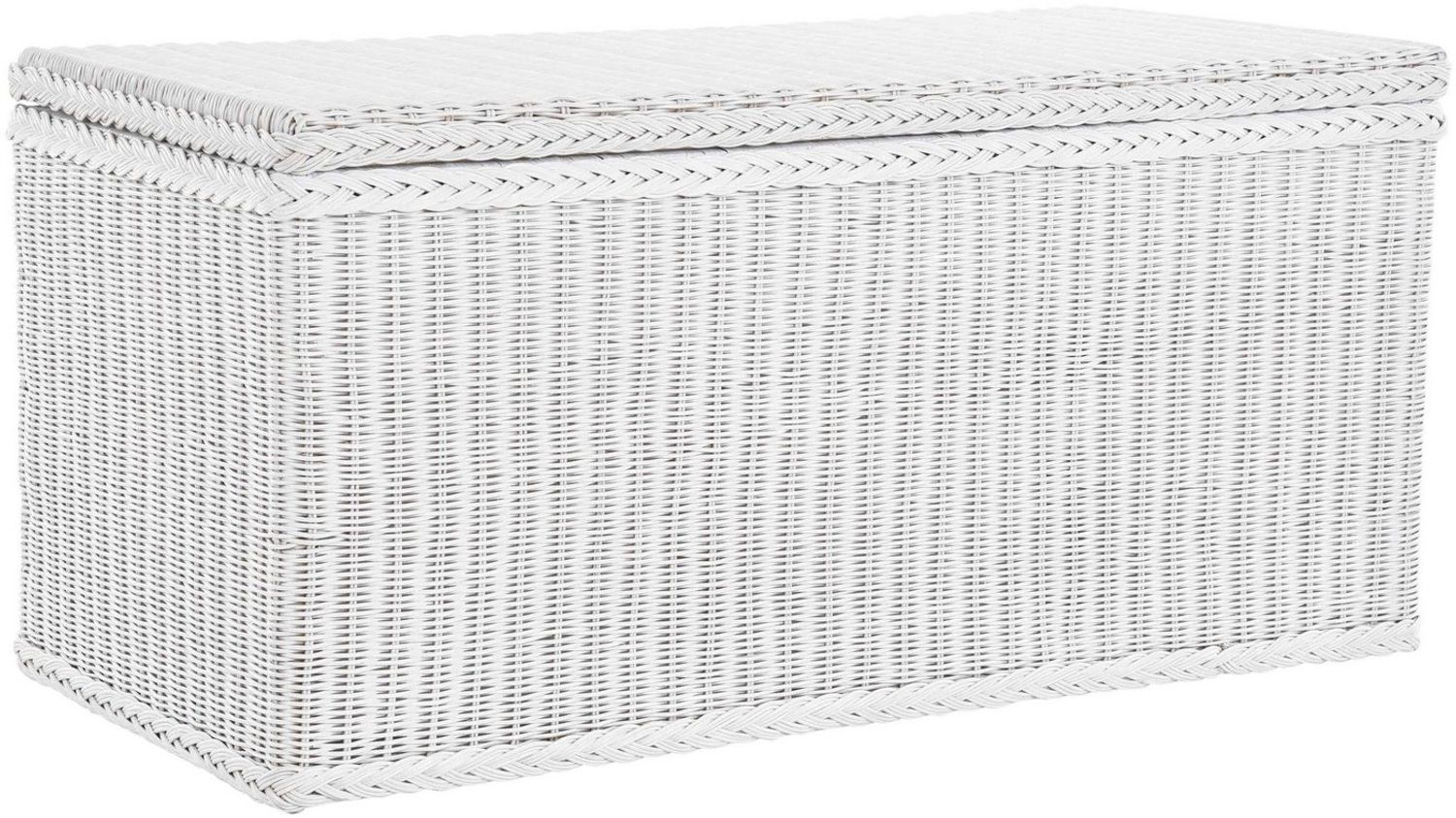 Krines Home Truhe Große Rattantruhe MAX Wäschetruhe mit Deckel Natur Rattan Truhe, Aufbewahrung XXL 115x55x55cm Bild 1