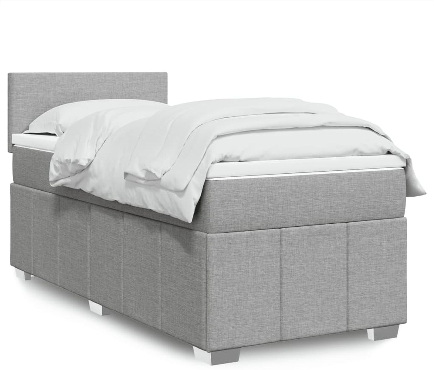 vidaXL Boxspringbett mit Matratze Hellgrau 100x200 cm Stoff 3289272 Bild 1