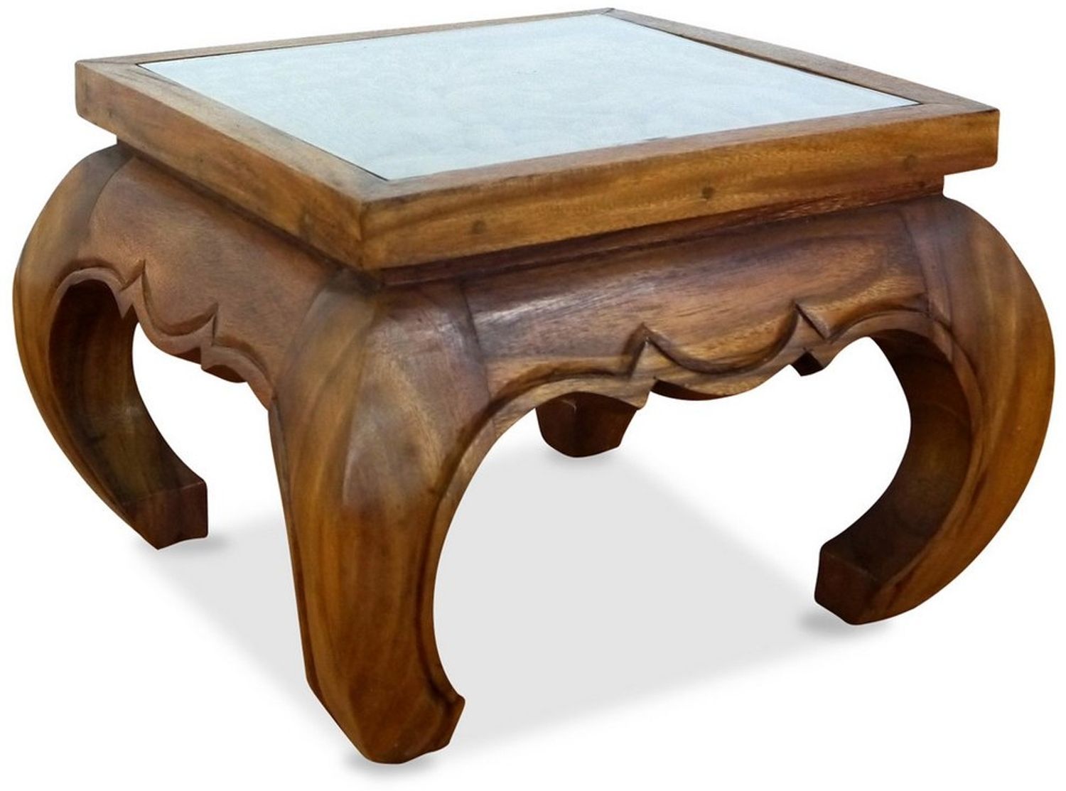 livasia Couchtisch Opiumtisch mit handgefertigter Schnitzerei, Akazie 55x55x40cm, handgefertigt Bild 1
