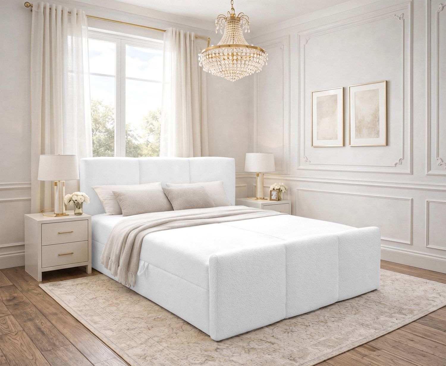 AX LIVING Boxspringbett Weiß Ankarra 180x200 cm Bett mit Stauraum Bild 1