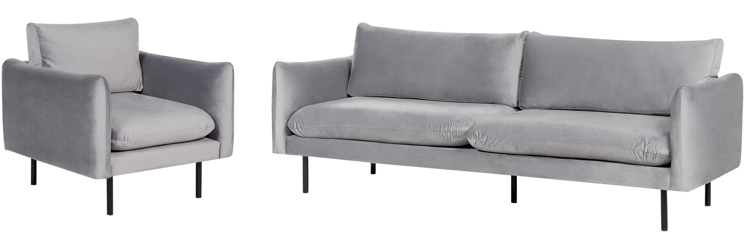 Sofa Set 4-Sitzer VINTERBRO Samtstoff Grau Bild 1