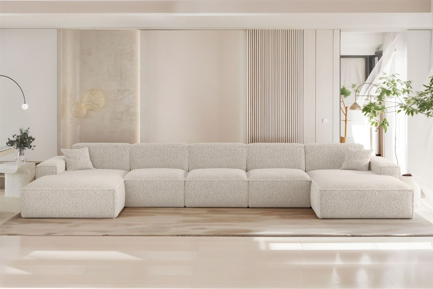 Wohnlandschaft Sofa U-Form CELES PREMIUM XL in Stoff Sven Altweiß Bild 1