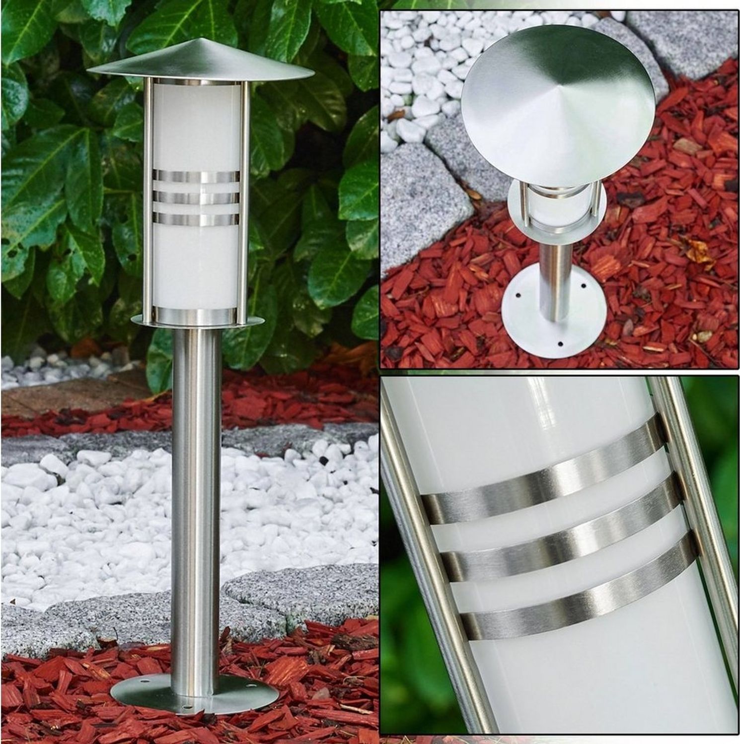 hofstein Pollerleuchte »Bauso« Außenleuchte moderne aus gebürstetem Edelstahl und Glas, Wegeleuchte 50 cm, Gartenlampe mit E27-Fassung, Gartenbeleuchtung IP44 Bild 1