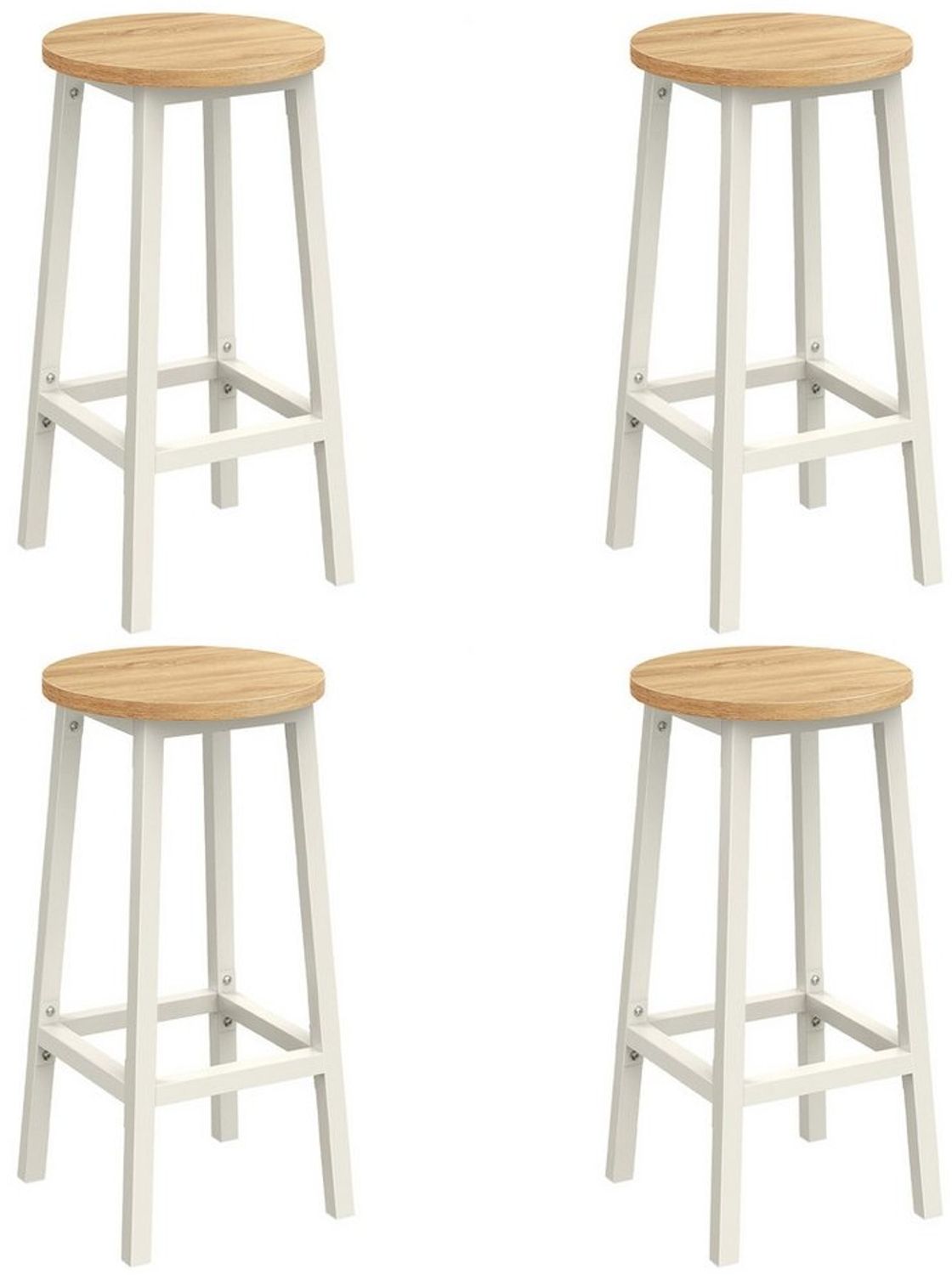 VASAGLE Barhocker, 4er Set Barstuhl, Küchenstühle mit Stahlgestell, Höhe 65 cm, rund, einfache Montage, Industrie-Design, von SONGMICS, Weiß Bild 1