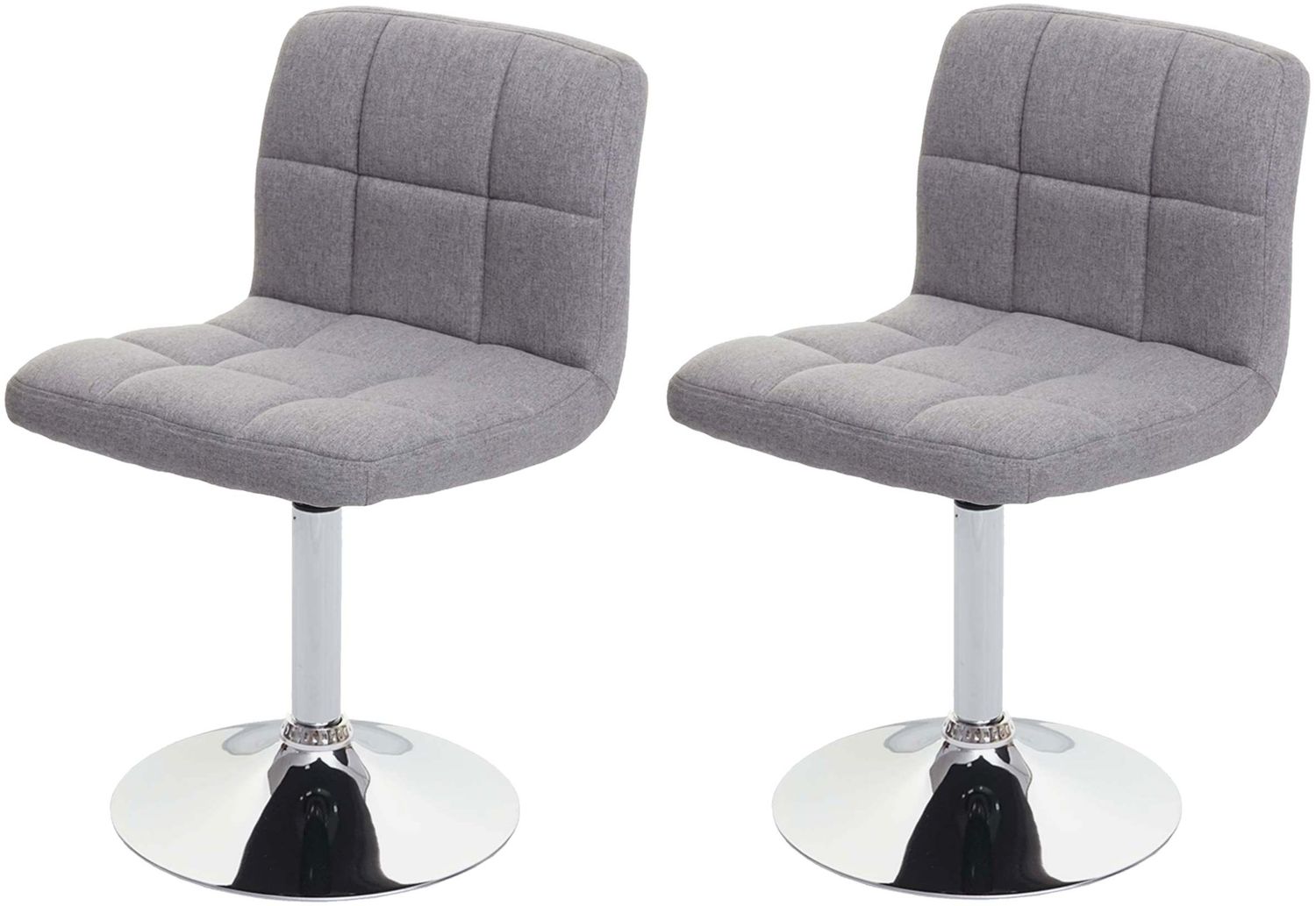 2er-Set Esszimmerstuhl Kavala, Küchenstuhl Stuhl, Stoff/Textil Chrom drehbar FSC®-zertifiziert ~ hellgrau Bild 1