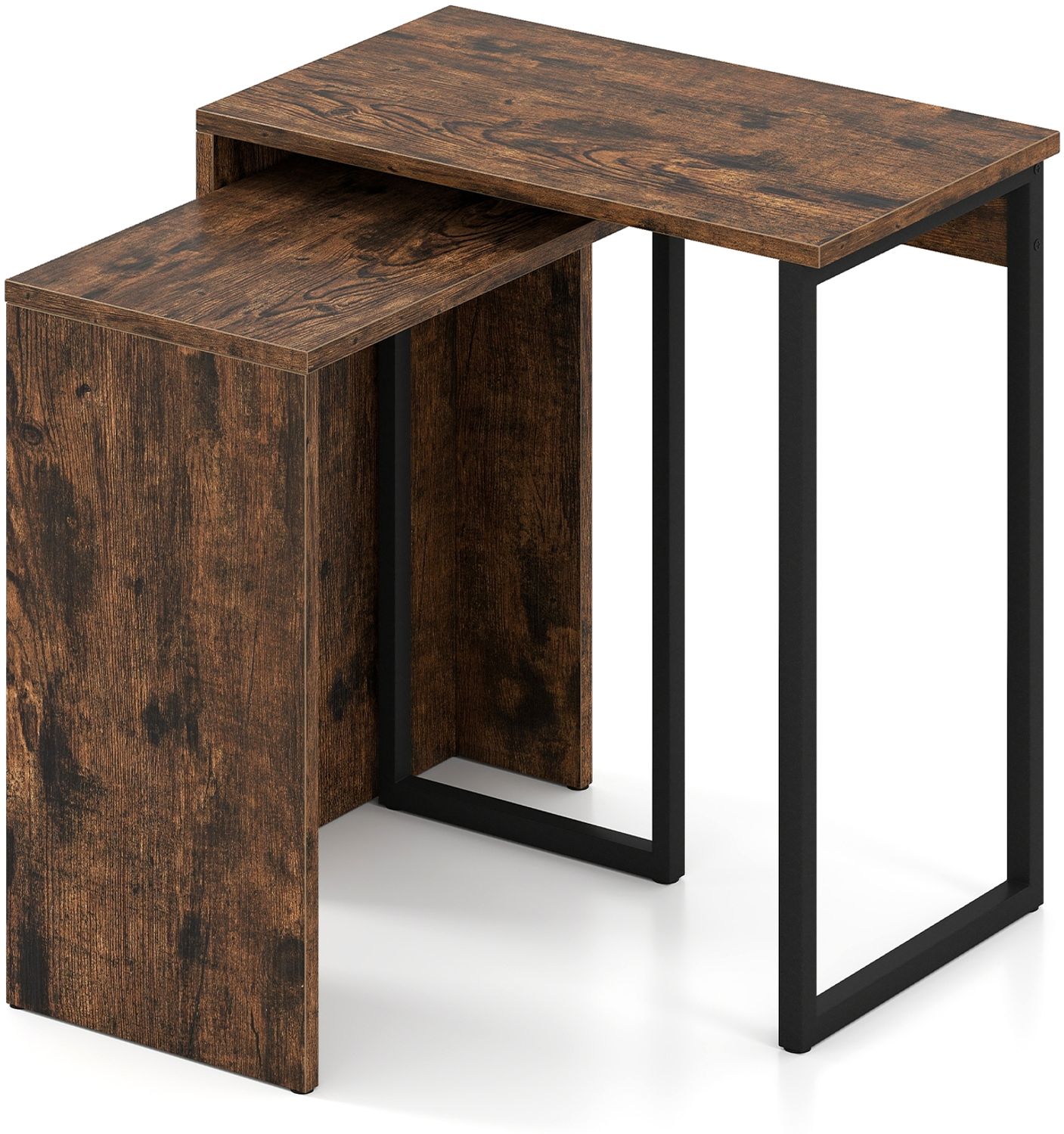 2er Set Couchtisch Beistelltisch aus Kunstholz Wohnzimmertisch Nachttische Rustikales Braun Bild 1