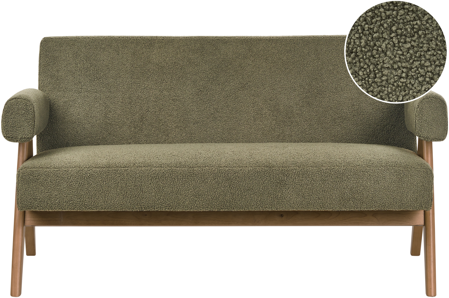 Sofa 2-Sitzer TAMRE Bouclé Grün Dunkelbraun Bild 1