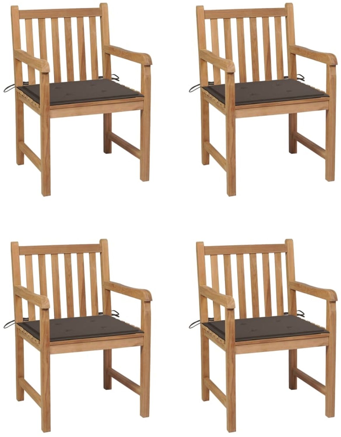 vidaXL Gartenstühle 4 Stk. mit Taupe Kissen Massivholz Teak 3073012 Bild 1